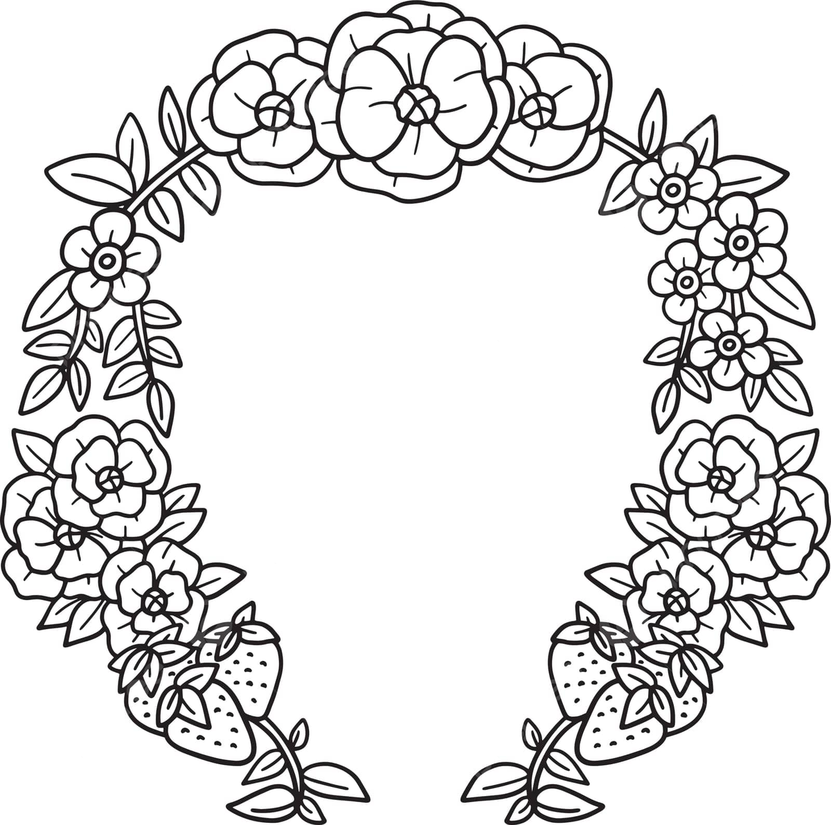 Flower wreath isolated coloring page for kids outline toddler drawing vector flower drawing wing drawing ring drawing png and vector with transparent background for free download