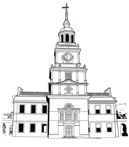 Independence hall coloring page free printable coloring pages