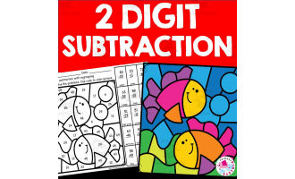 Digit subtraction with regrouping color by number cat by teach simple