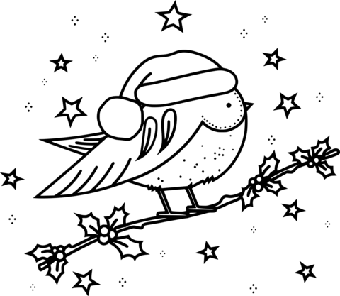 Christmas robin coloring page free printable coloring pages