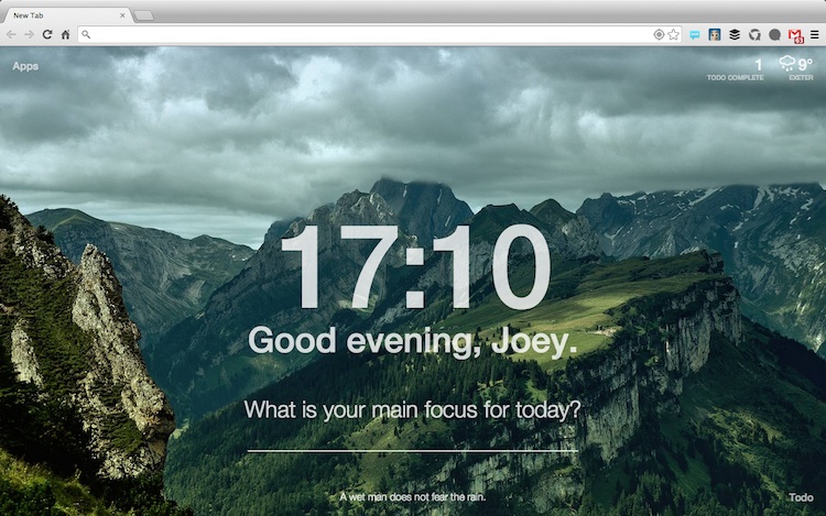 Momentum adds inspiration and focus to chromes new tab page