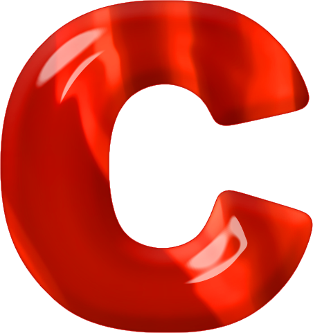 Presentation alphabets red glass letter c letter c lettering red glass