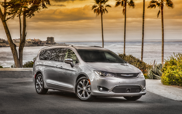 Herunterladen hintergrundbild chrysler pacifica auãen vorderansicht minivan neue silber