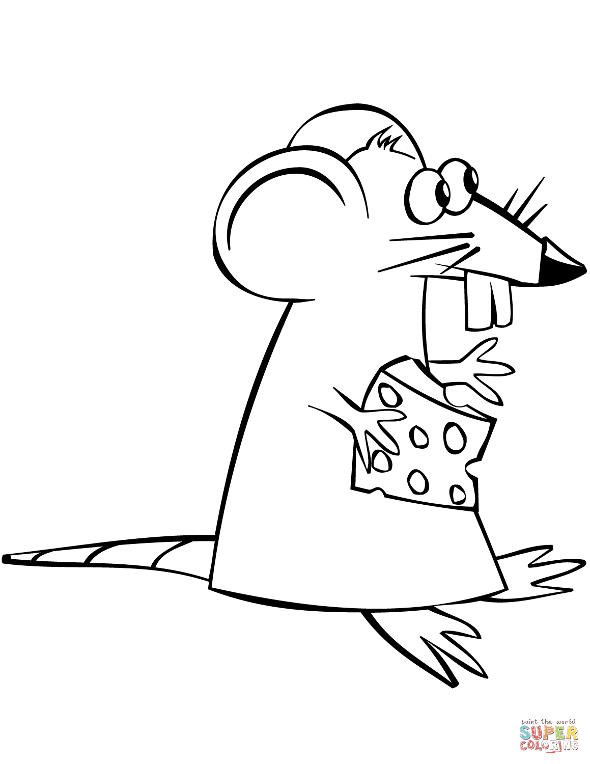 Cartoon mouse with cheese coloring page free printable coloring pages
