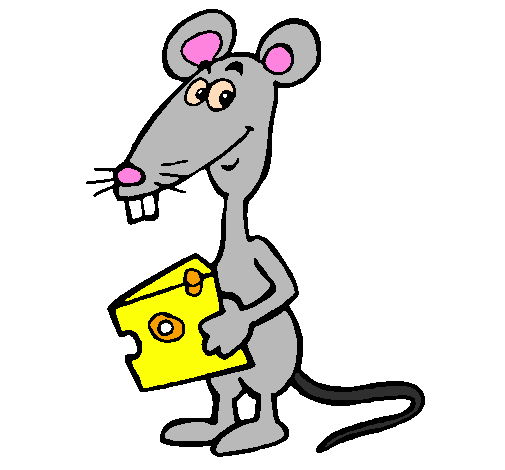 Colored page rat painted by mouse