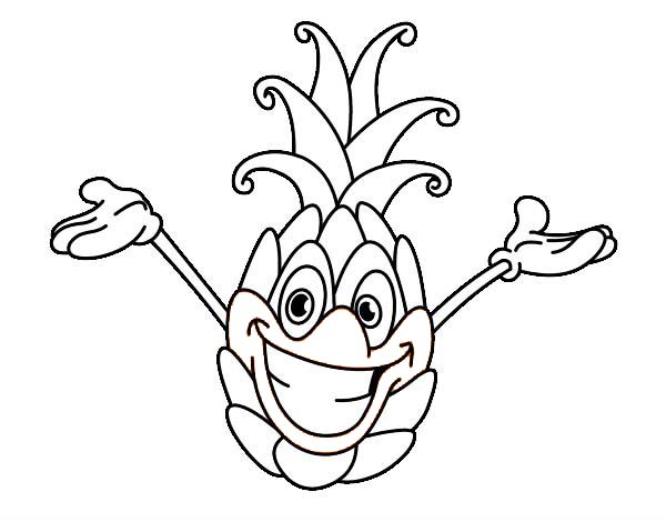 A happy mr pineapple say hello coloring page