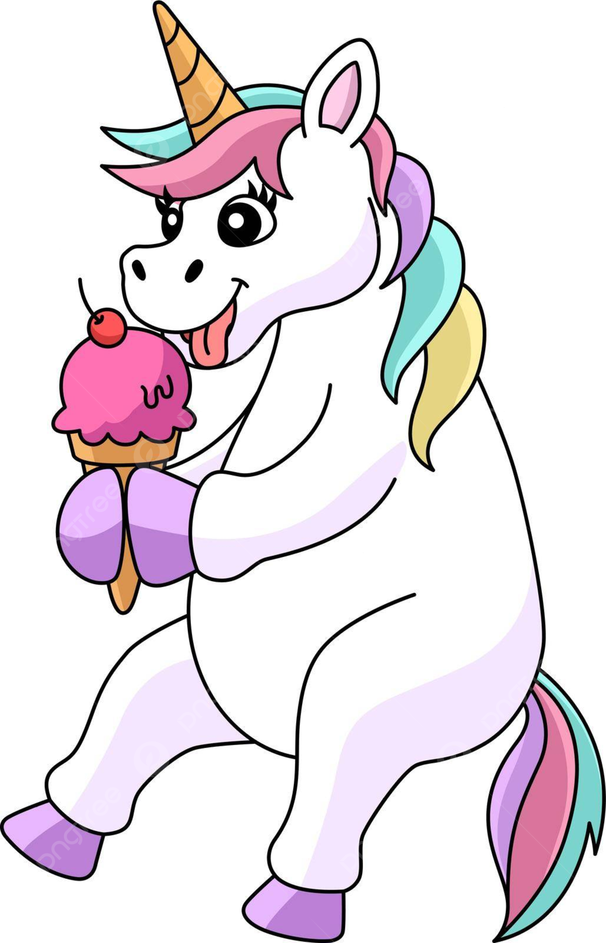 Unicorn eating ice cream cartoon clipart fantasy image unicorn eating vector fantasy image unicorn eating png and vector with transparent background for free download