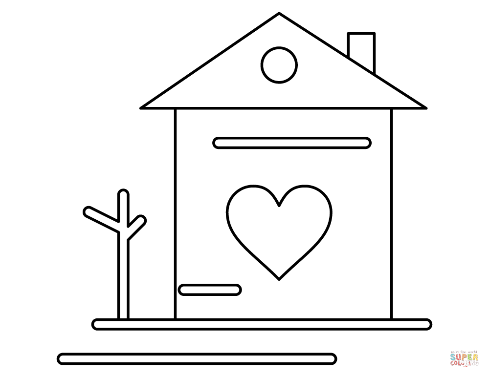 Valentines day family house coloring page free printable coloring pages