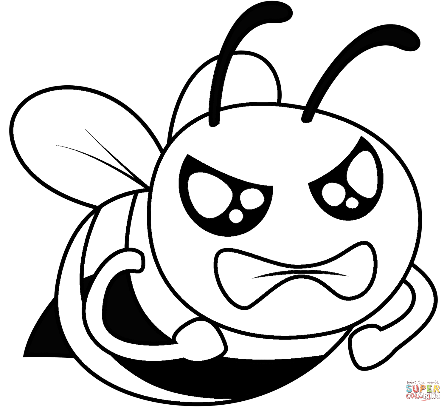 Angry bee coloring page free printable coloring pages