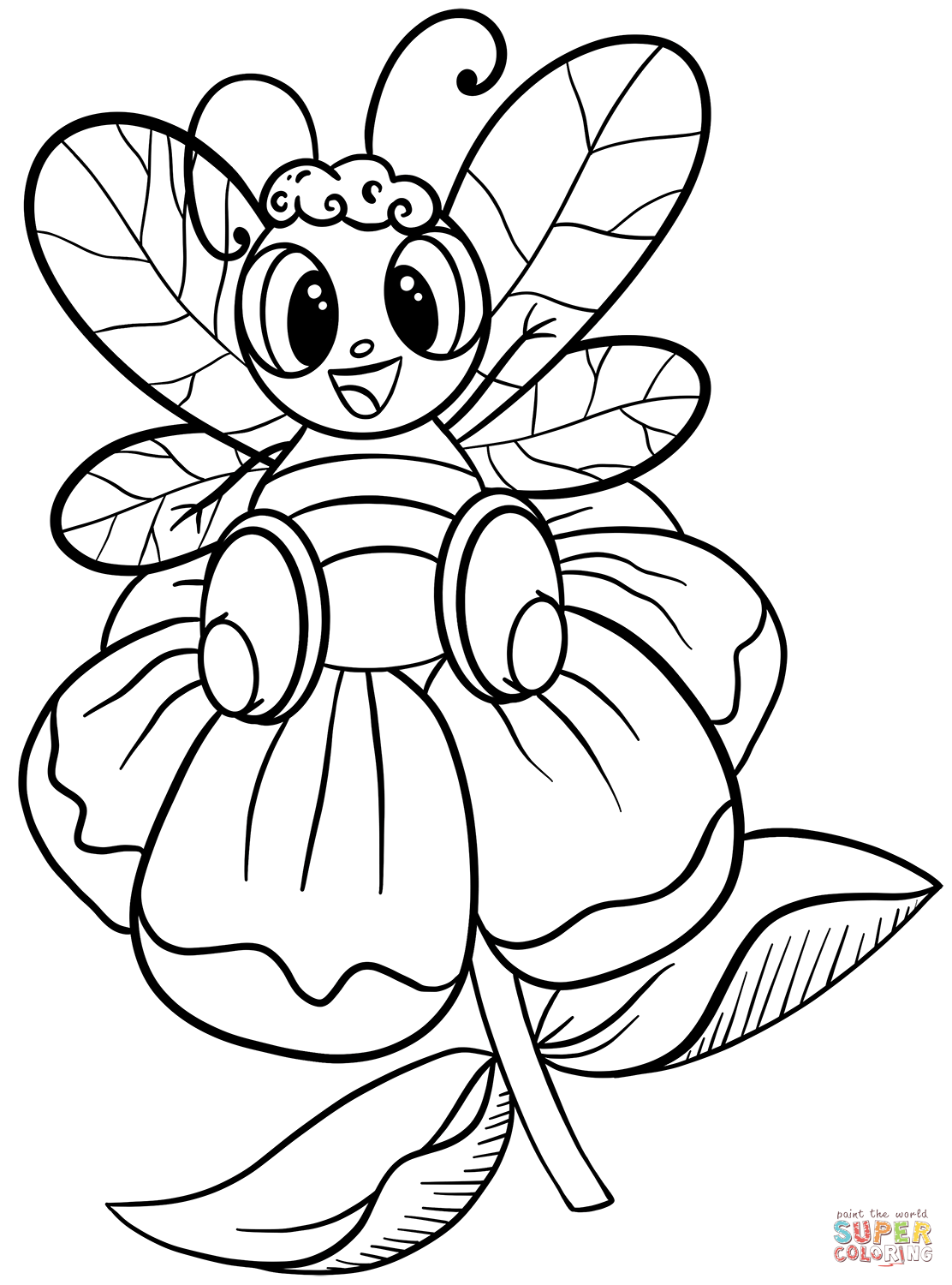 Happy smiling bee coloring page free printable coloring pages