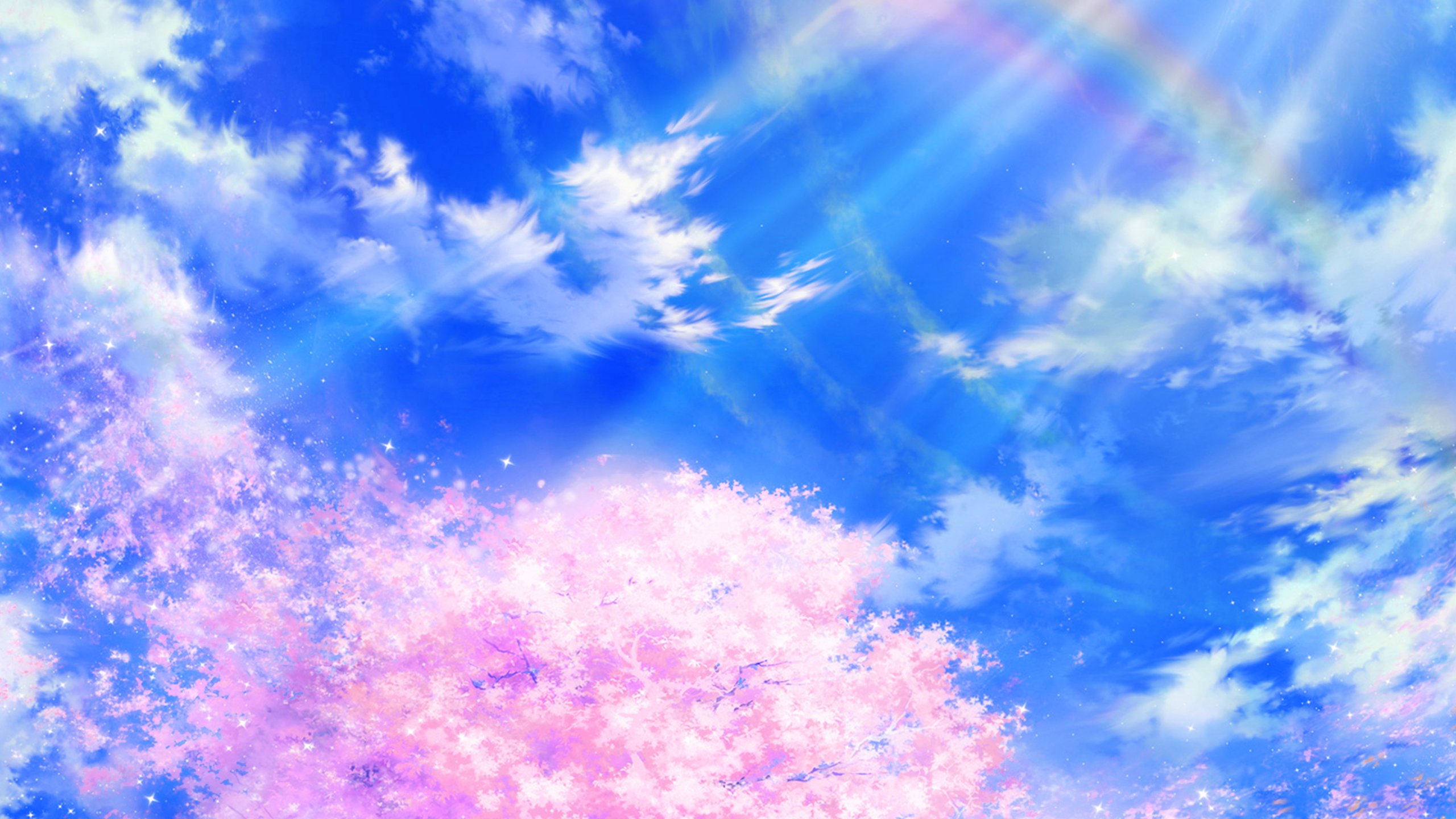 Anime sky cloud spring llustration wallpaper k ultra hd id