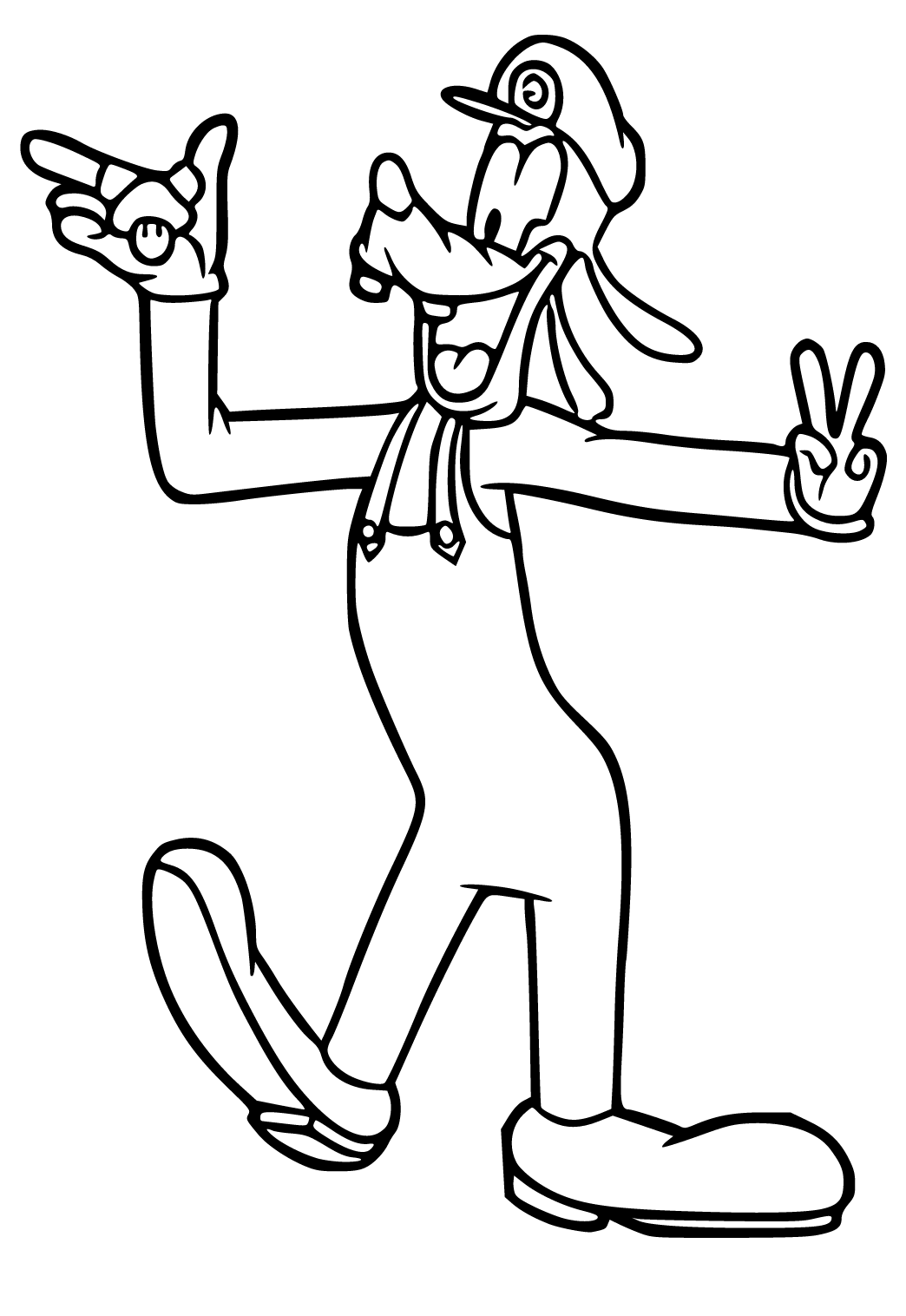 Free printable goofy victory coloring page sheet and picture for adults and kids girls and boys