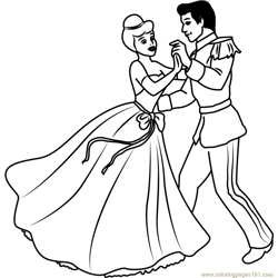Disney best couple prince and cinderella coloring page for kids