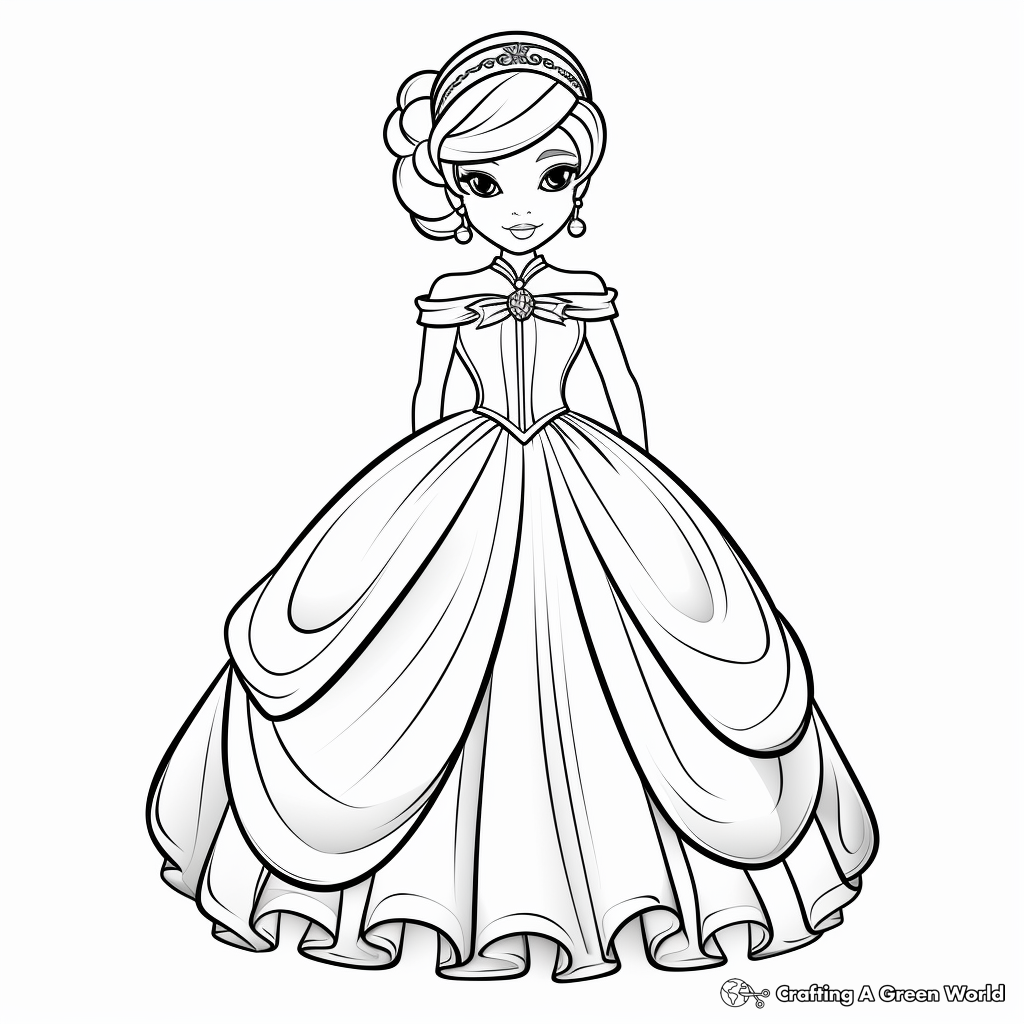 Ball gown dress coloring pages