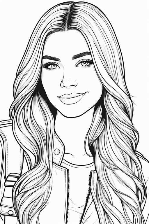 Attractive blonde model coloring page