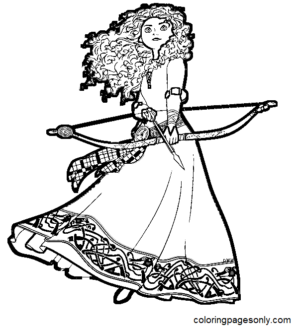 Merida with bow coloring page