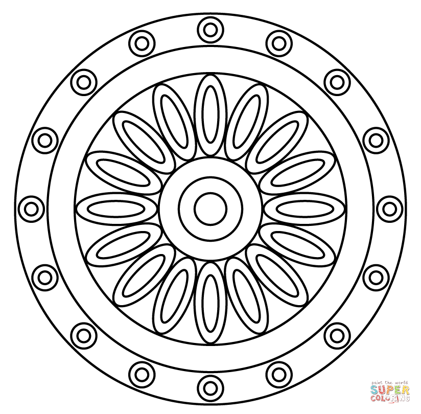 Mandala with flower pattern coloring page free printable coloring pages