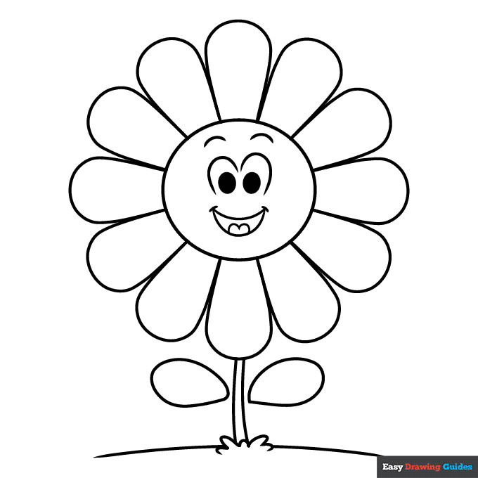Rainbow flower coloring page easy drawing guides