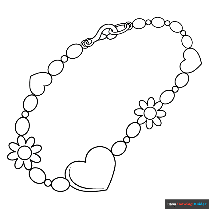 Bracelet coloring page easy drawing guides