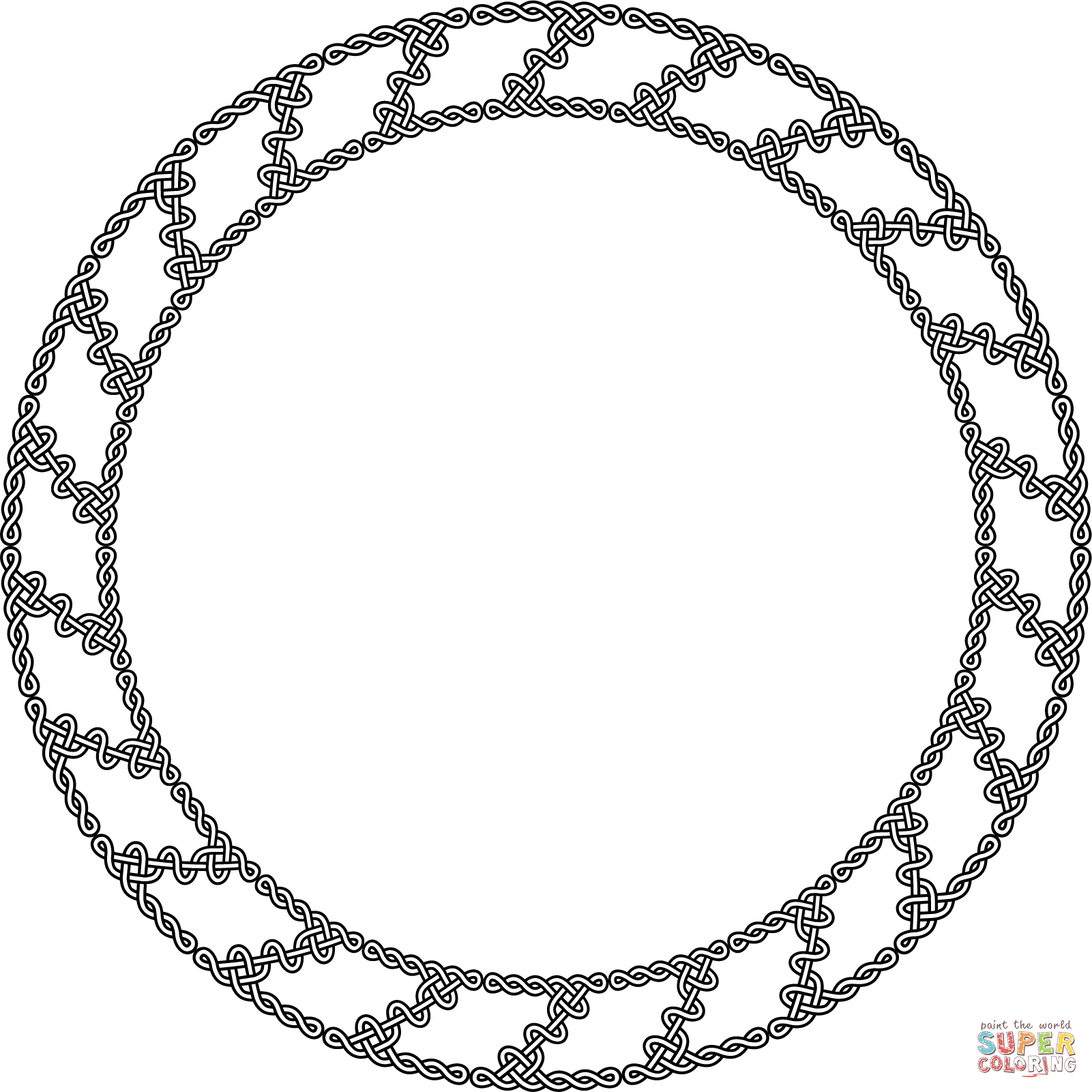 Celtic knot circle frame coloring page free printable coloring pages