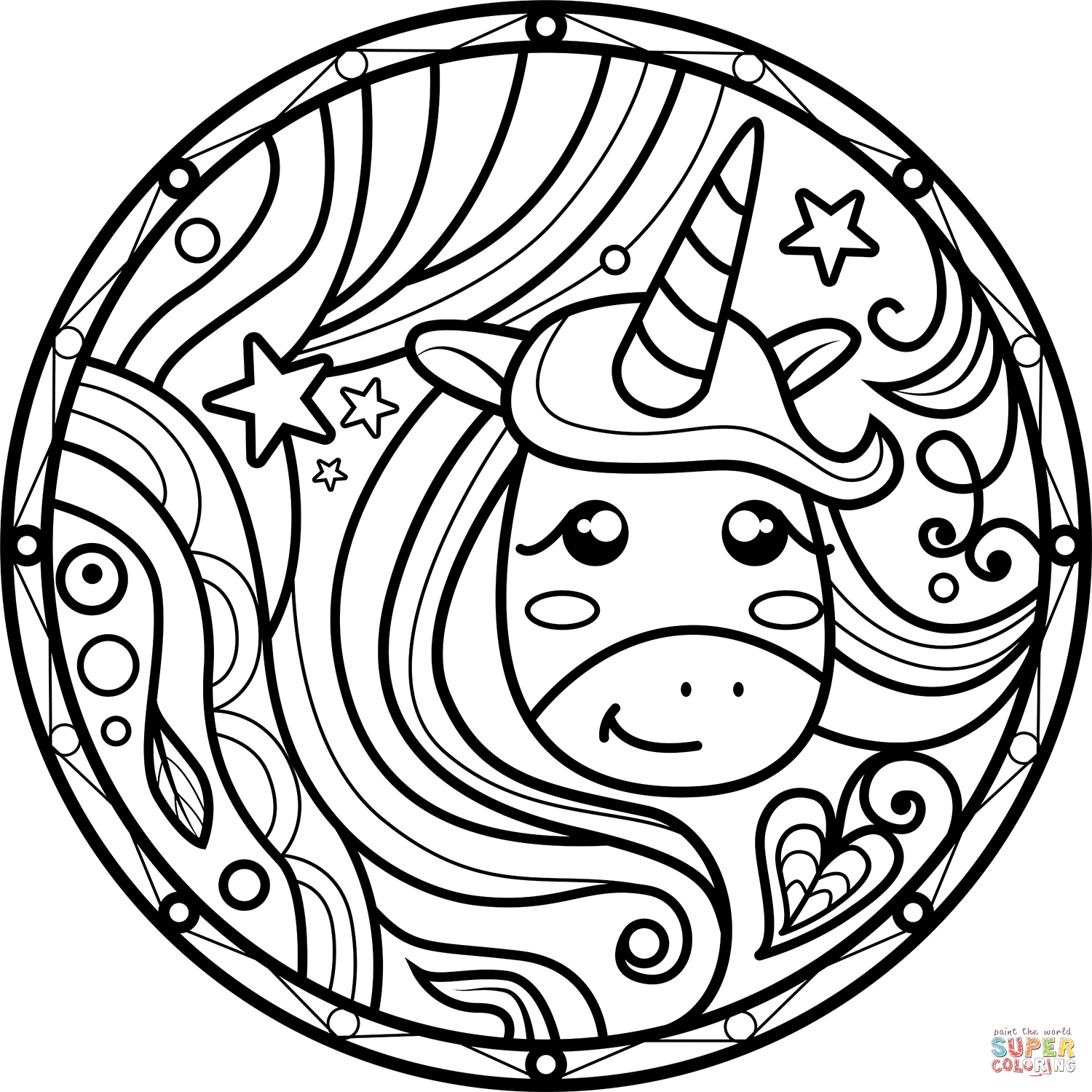 Unicorn mandala coloring page free printable coloring pages