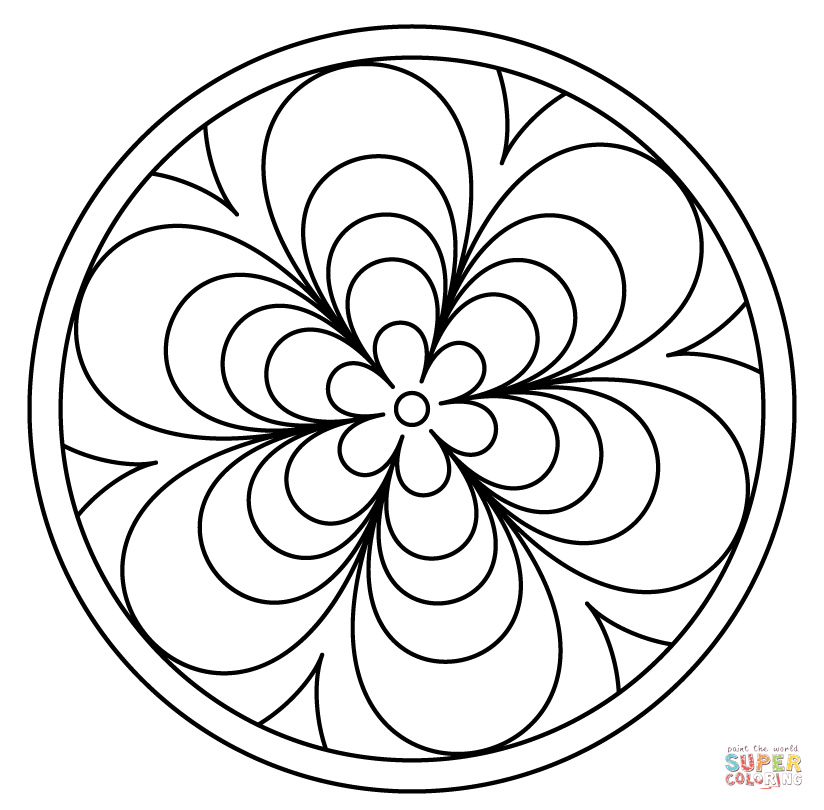 Mandala with floral patern coloring page free printable coloring pages