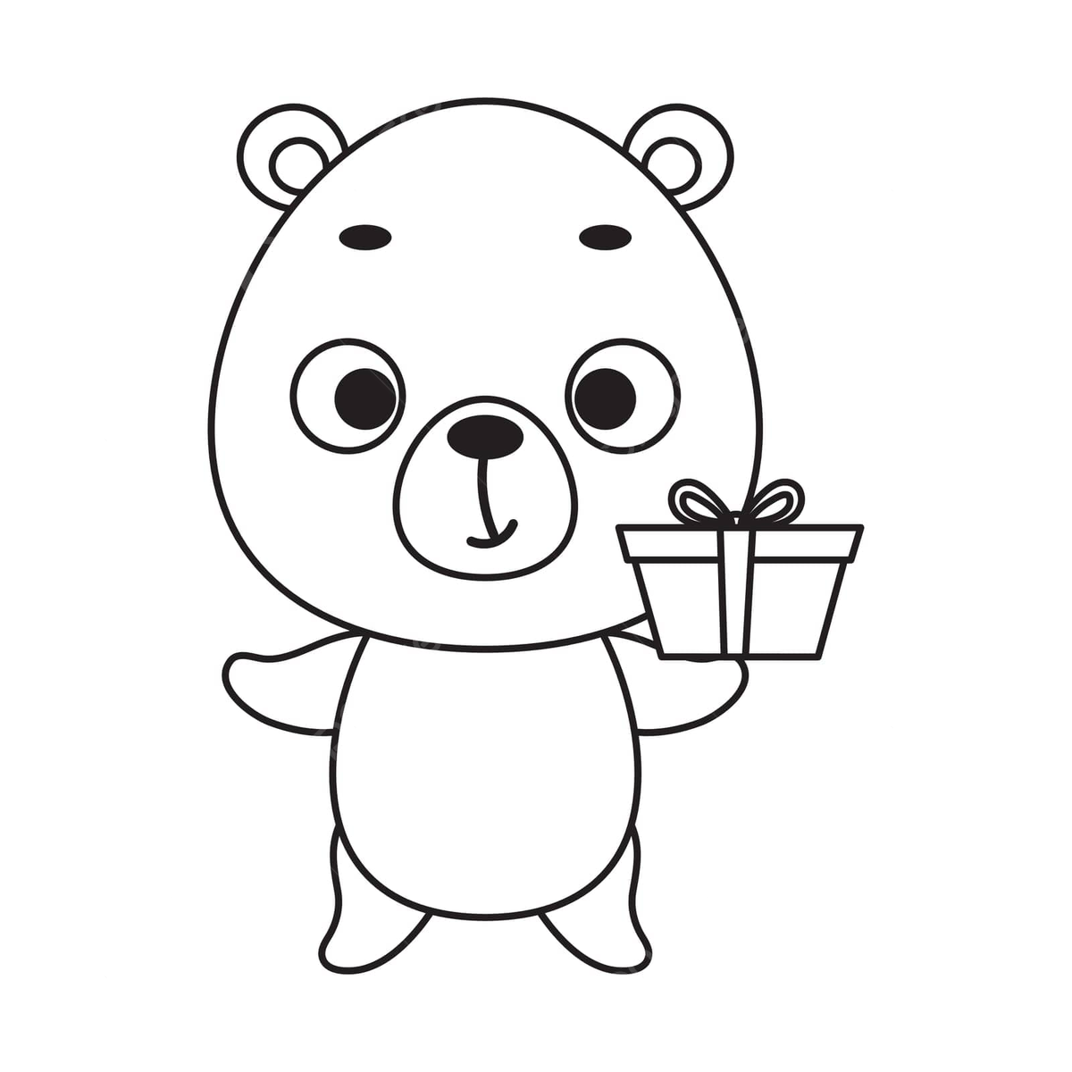 Coloring page cute little bear with gift box coloring book for kids educational activity for preschool