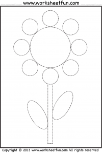 Shape tracing and coloring worksheet â circle oval rectangle â flower free printable worksheets â