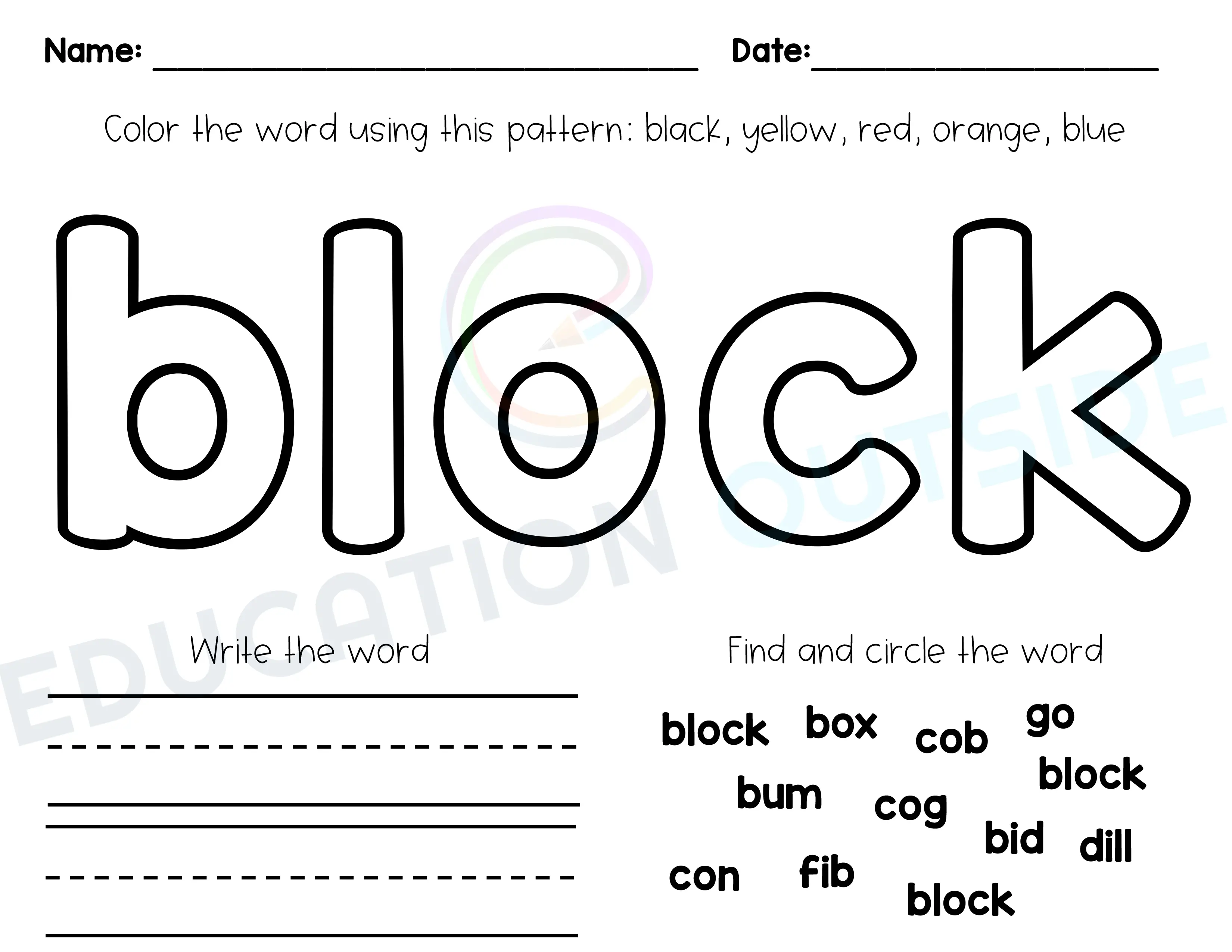 Short o coloring worksheets