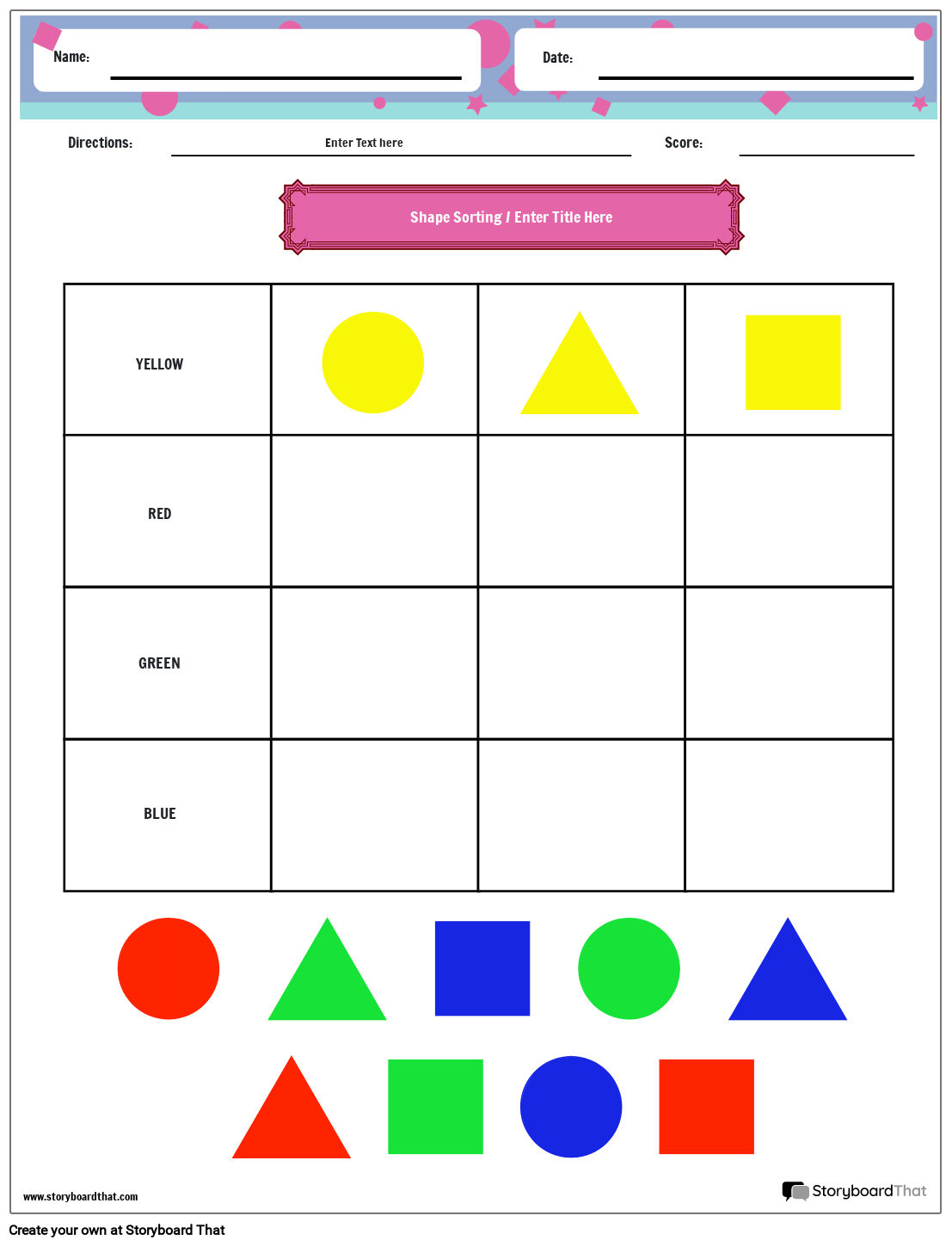 Shape sorting worksheets â sort activities