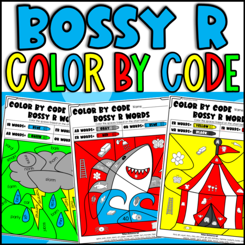 R controlled vowels color by code worksheets no prep bossy r sheets made by teachers