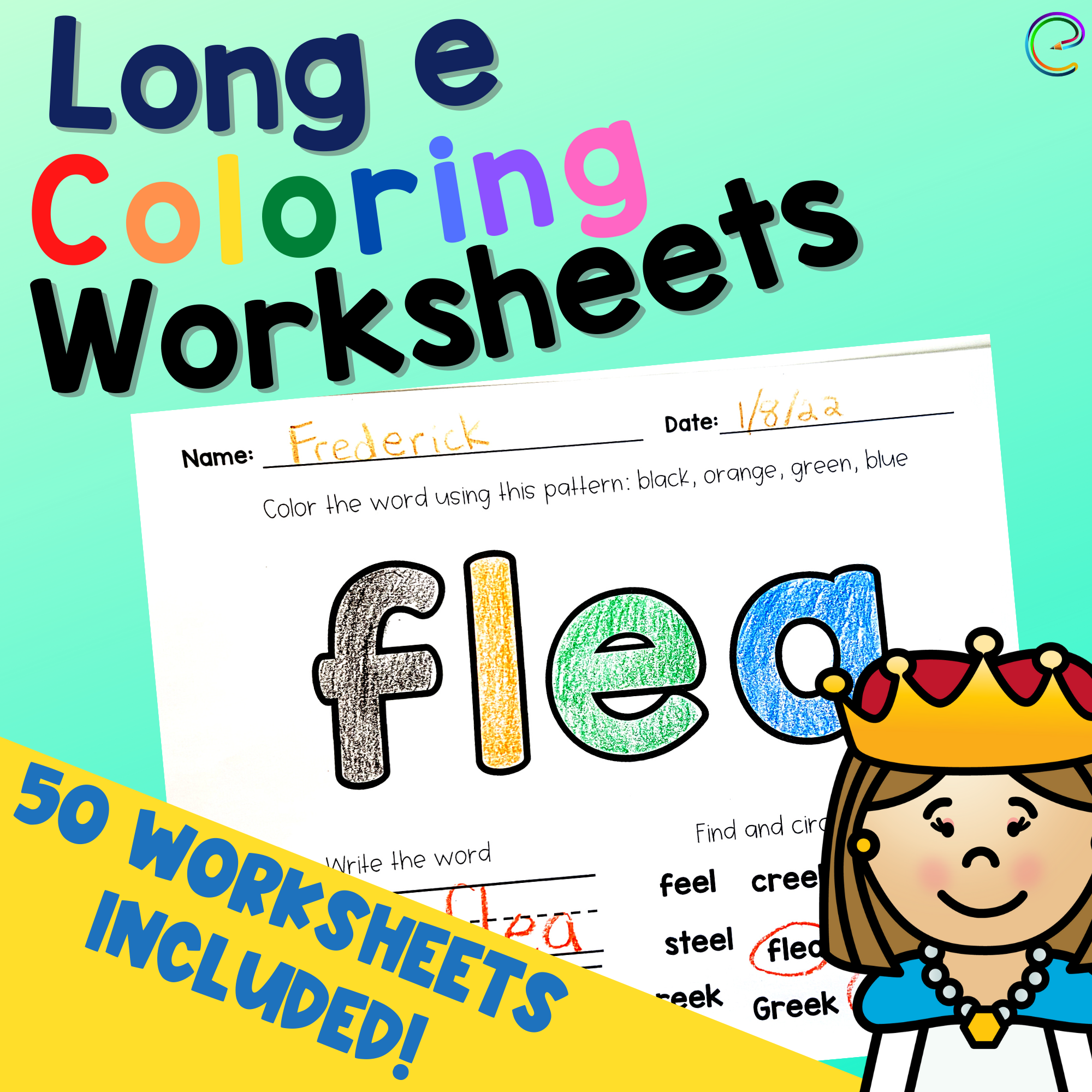 Long e coloring worksheets