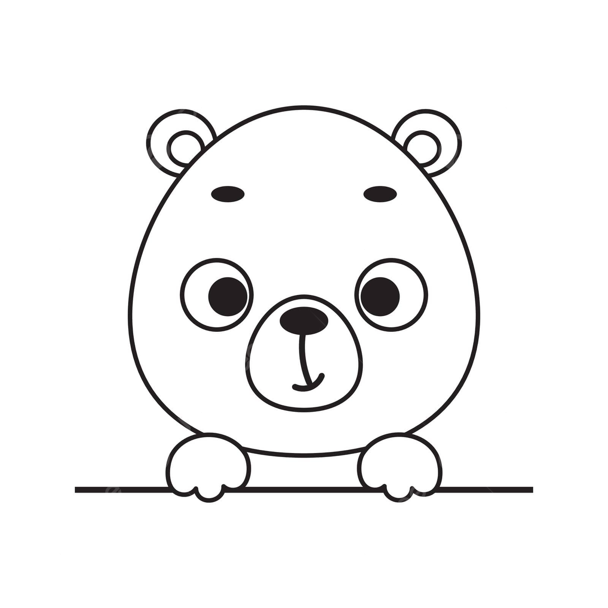 Cute bear head coloring page for preschool kids vector bear drawing school drawing ring drawing png and vector with transparent background for free download