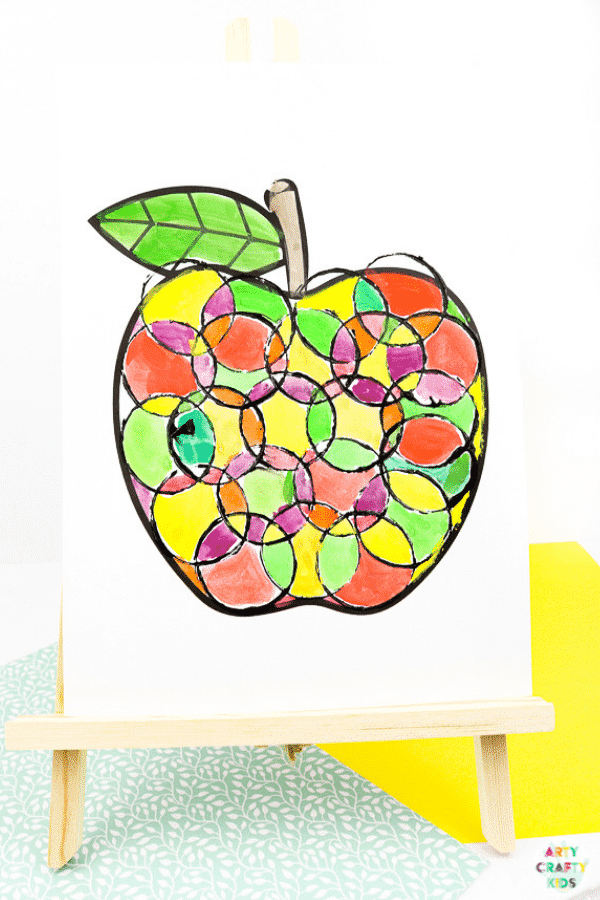 Back to school circle print apple art