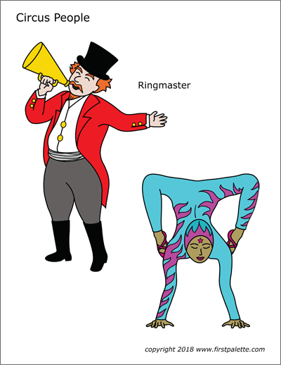 Circus people free printable templates coloring pages