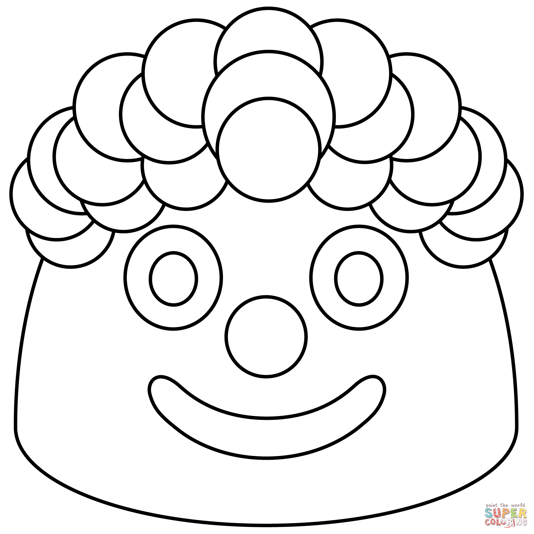 Clown face emoji coloring page free printable coloring pages