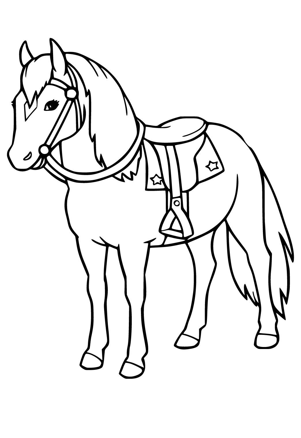 Free printable horse saddle coloring page sheet and picture for adults and kids girls and boys