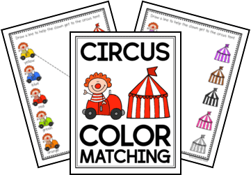 Circus color matching activity pages