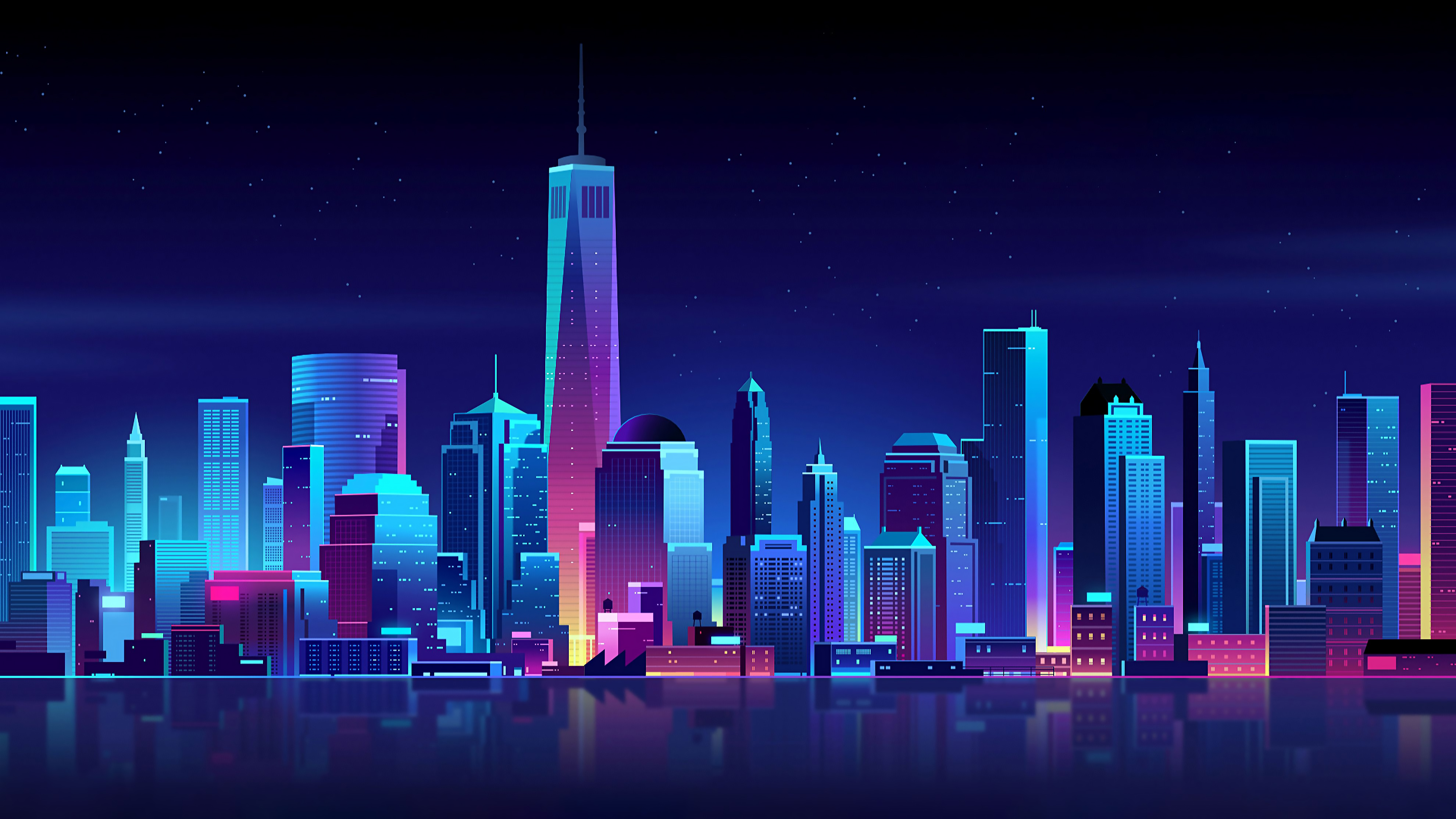 Night city in neon art wallpaper id