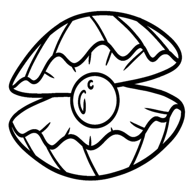 Premium vector pearl in sea shell isolated coloring page for kids