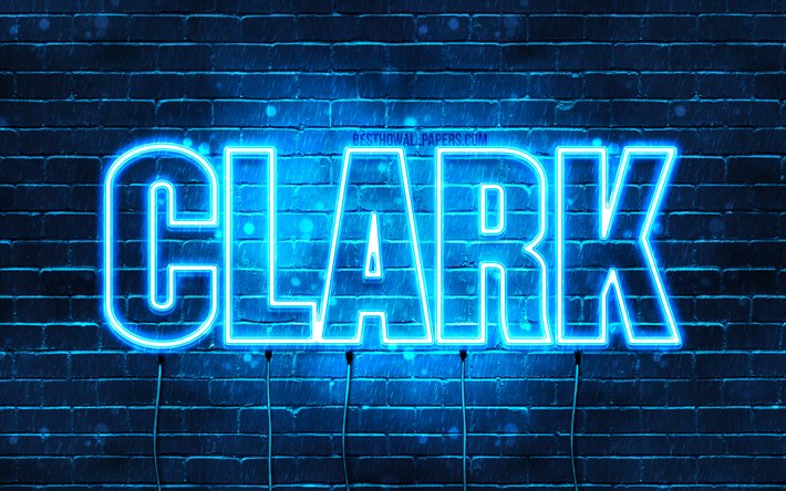 Herunterladen hintergrundbild clark k tapeten die mit namen horizontaler text namen clark blue neon lights bild mit clark