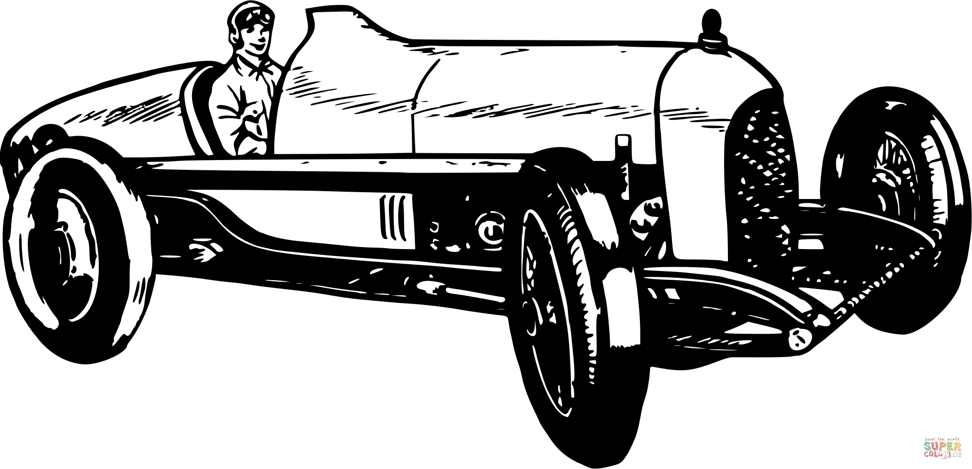 Vintage racing car coloring page free printable coloring pages