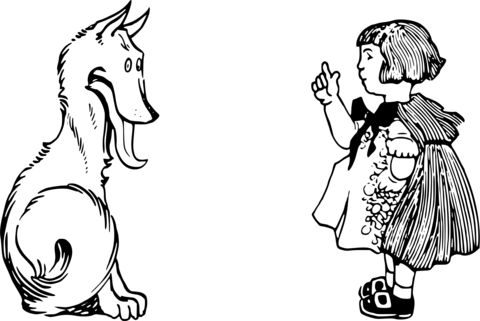 Vintage little red riding hood and wolf coloring page free printable coloring pages