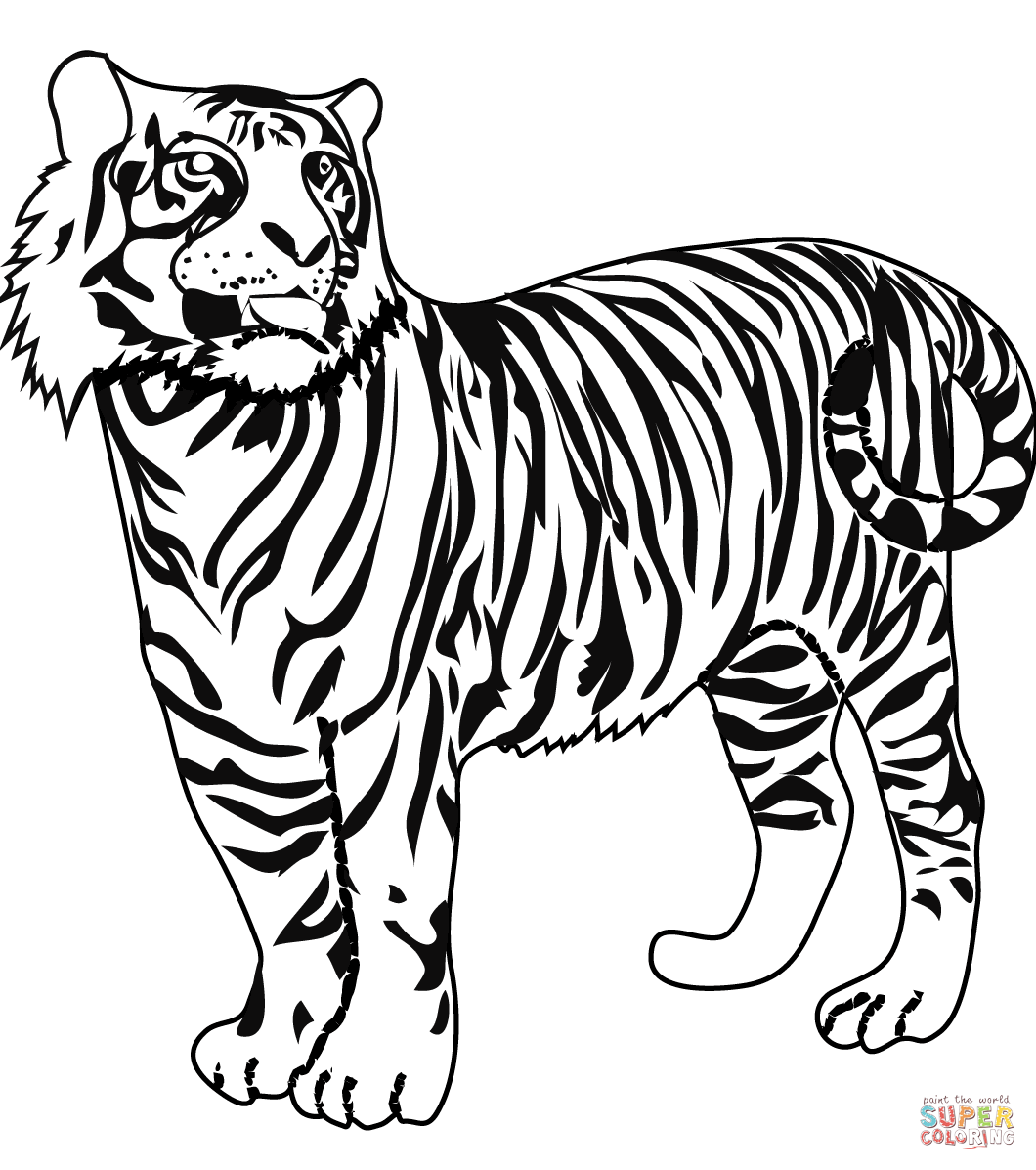 Tiger coloring page free printable coloring pages