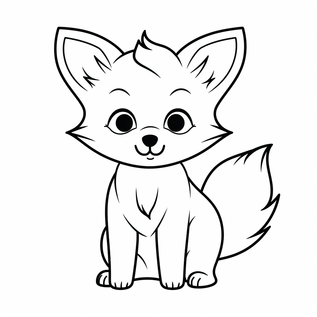 Myl cute fox d outline line art thin lines si by coloringcorner on