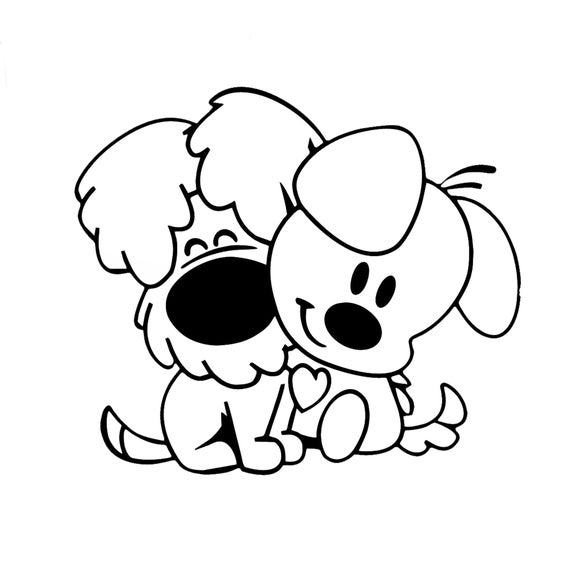 Hugging dogs cartoon reusable stencil sizes a a a fun diy kids room kids