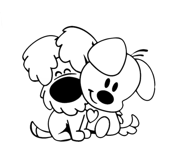 Hugging dogs cartoon reusable stencil sizes a a a fun diy kids room kids