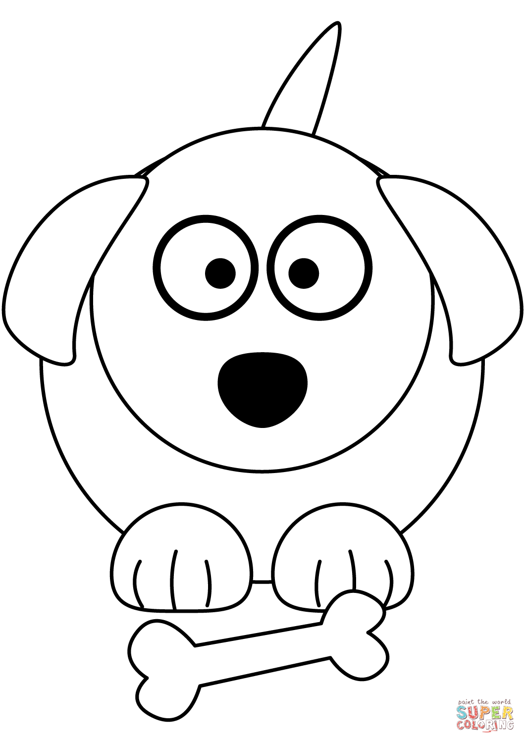 Funny dog with bone coloring page free printable coloring pages