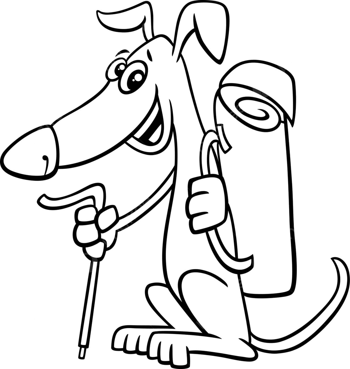 Cartoon hiker dog character with backpack coloring page vector car drawing cartoon drawing dog drawing png and vector with transparent background for free download