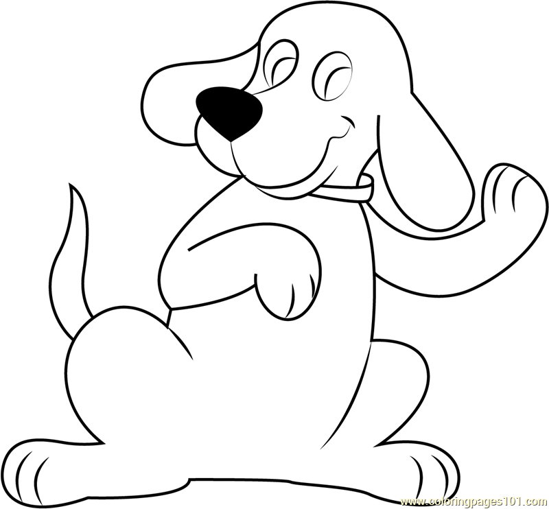 Clifford dancing coloring page for kids